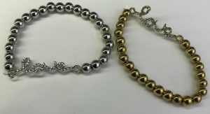 Wholesale Joblot of 10 Ladies Cubic Zirconia Love Bead Bracelets Gold & Silver