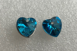 One Off Joblot of 15 Aqua Blue Heart Earrings with Cubic Zirconia Crystal