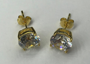 One Off Joblot of 14 Unisex Cubic Zirconia Crystal Stud Earrings Gold