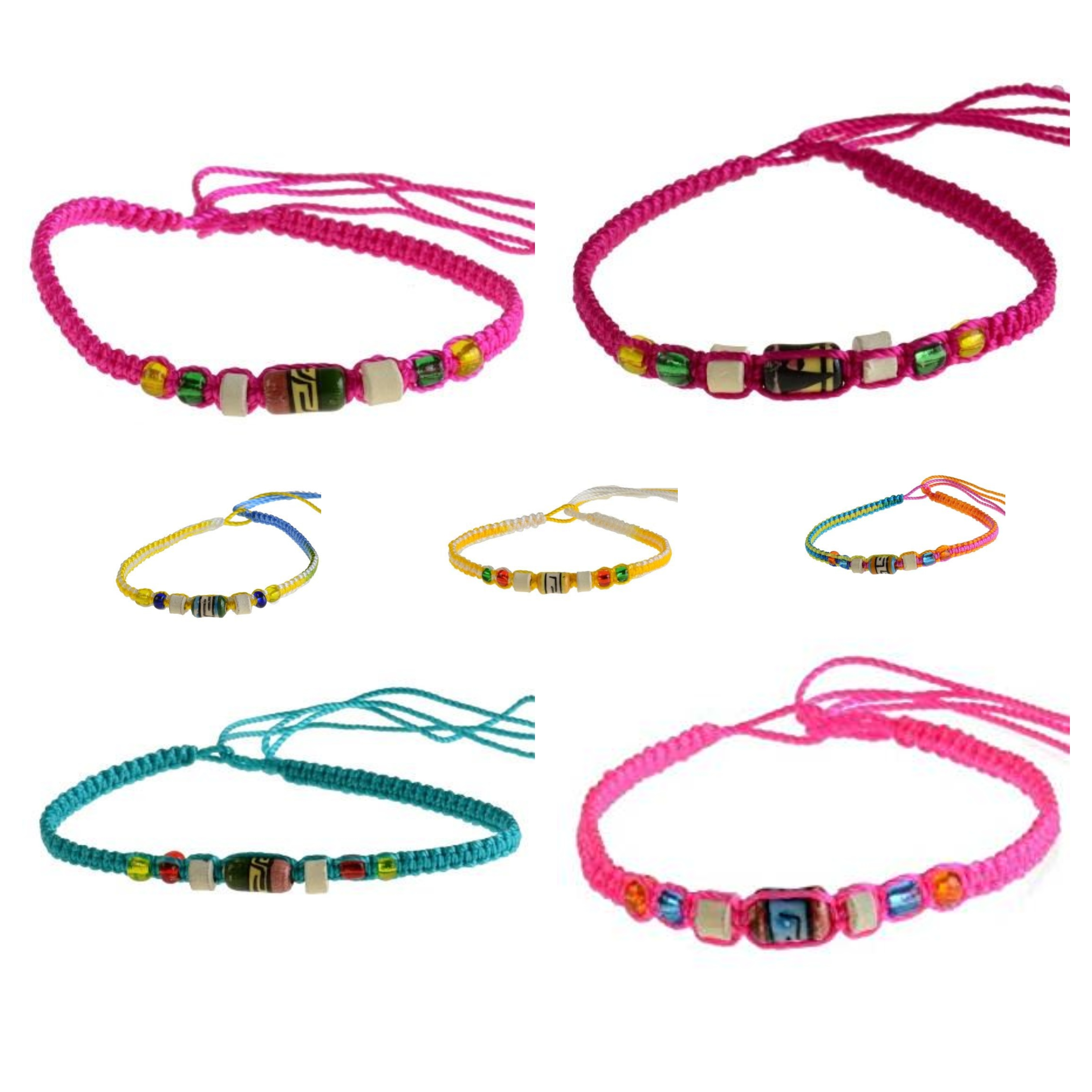 Wholesale Joblot Of 50  Handmade Glass Bead Friendship Beach Bracelets Wrap Wristbands