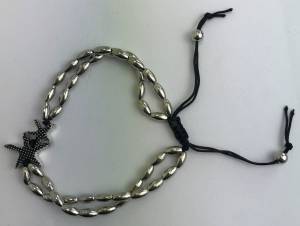 One Off Joblot of 11 Unisex Adjustable Star Charm Bracelets Silver/Black