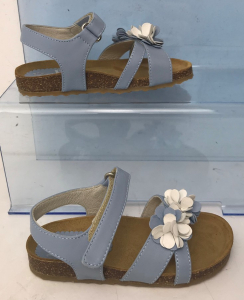 One Off Joblot of 4 IL Gufo Girls Blue Leather Sandals with Flower Detail
