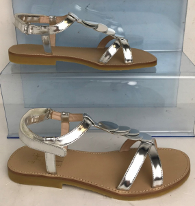 One Off Joblot of 3 IL Gufo Ladies Silver Disc Strap Leather Sandals Sizes 3-5