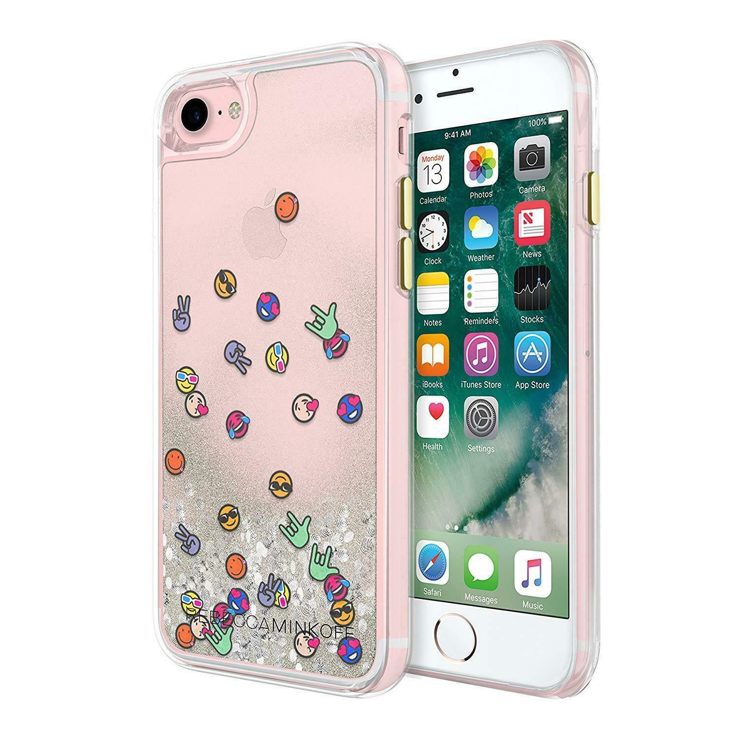 50 x Rebecca Minkoff iPhone 8 / 7 / 6s / 6 Shockproof Case Cover Glitterfall Emoji Clear