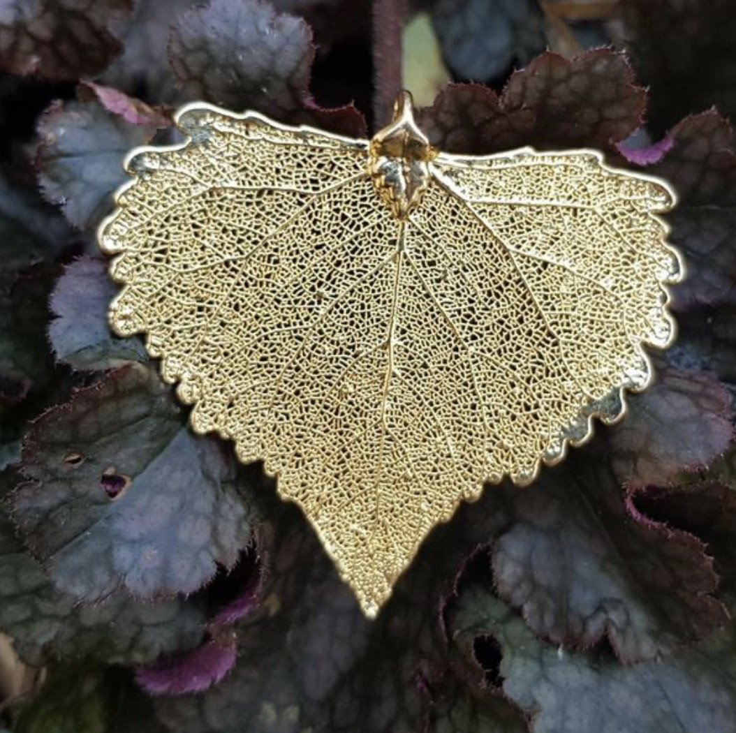 Cottonwood Gold Plate Real Leaf Pendants - Large