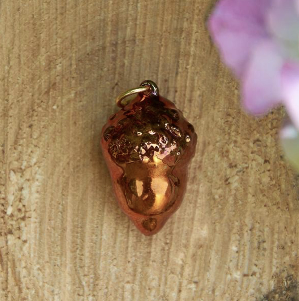 Real Acorn Autumn Copper Pendant 