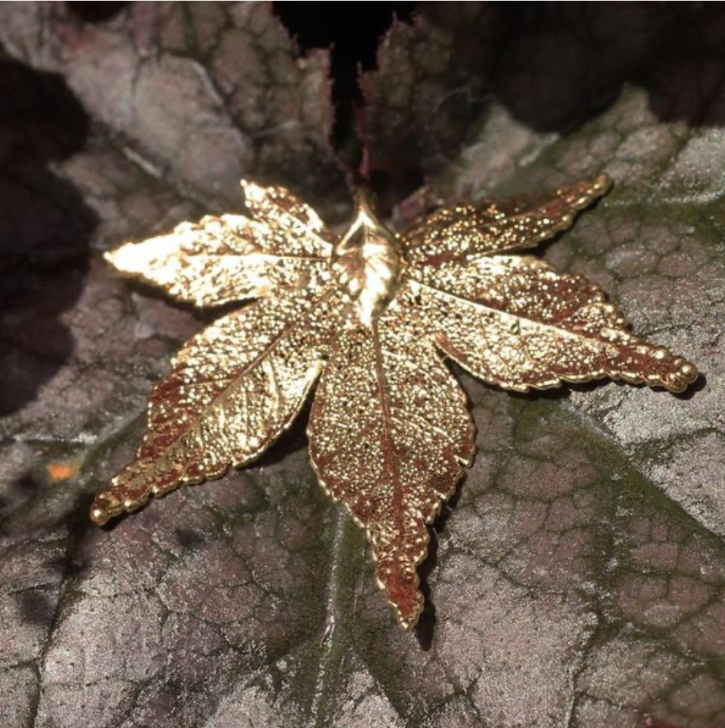 Japanese Maple Gold Plate Real Leaf Pendant - Medium