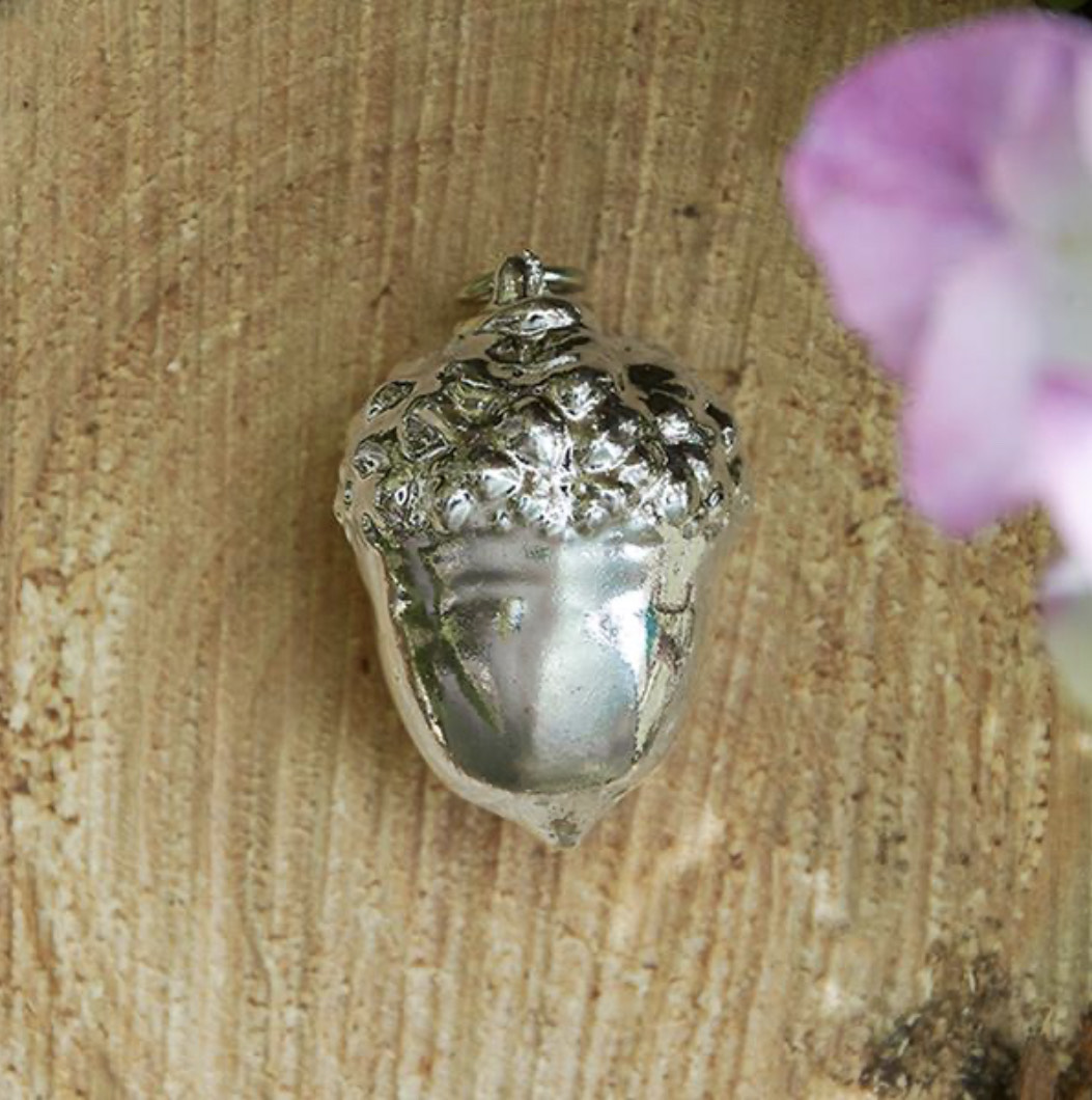 Real Acorn Silver Plate Pendant