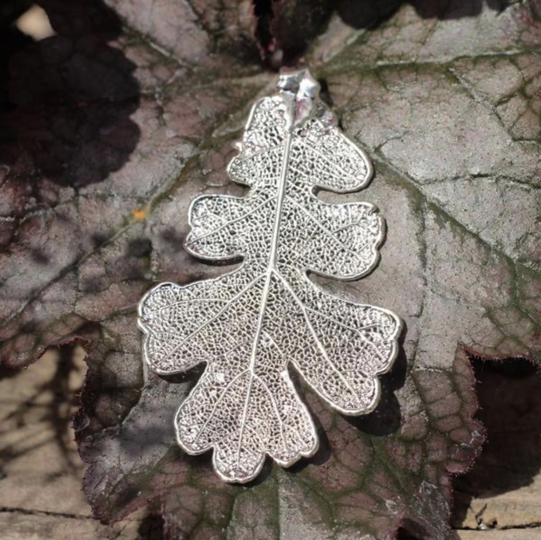 Oak Silver Plate Real Leaf Pendant - Large Oak