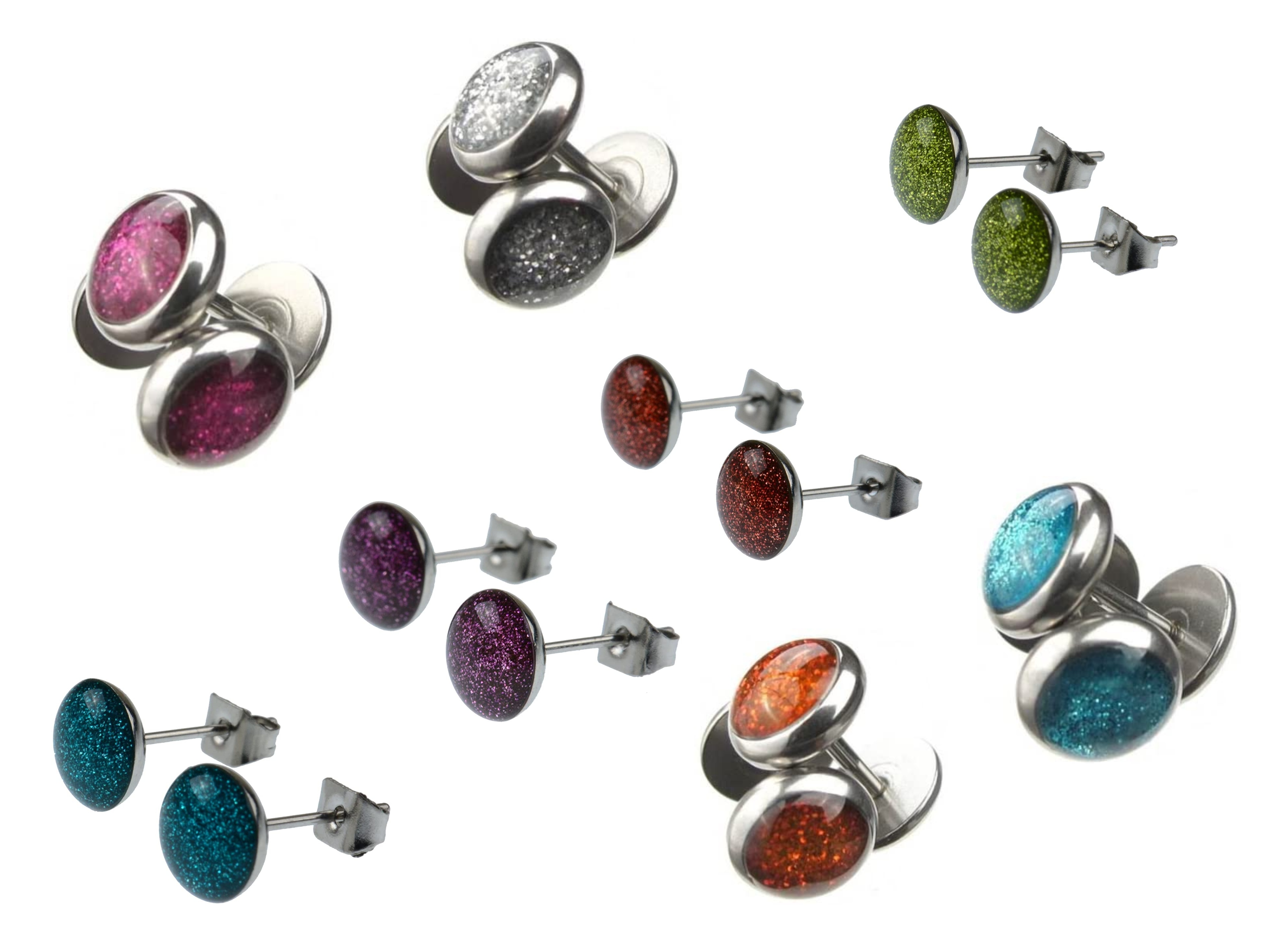 Wholesale Joblot Of 30 Pairs Of Glitter Earrings In Mixed Designs And Colours