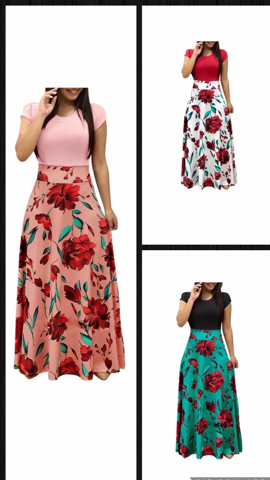 Long dress flower print 60 pcs with 3 colors and sizes