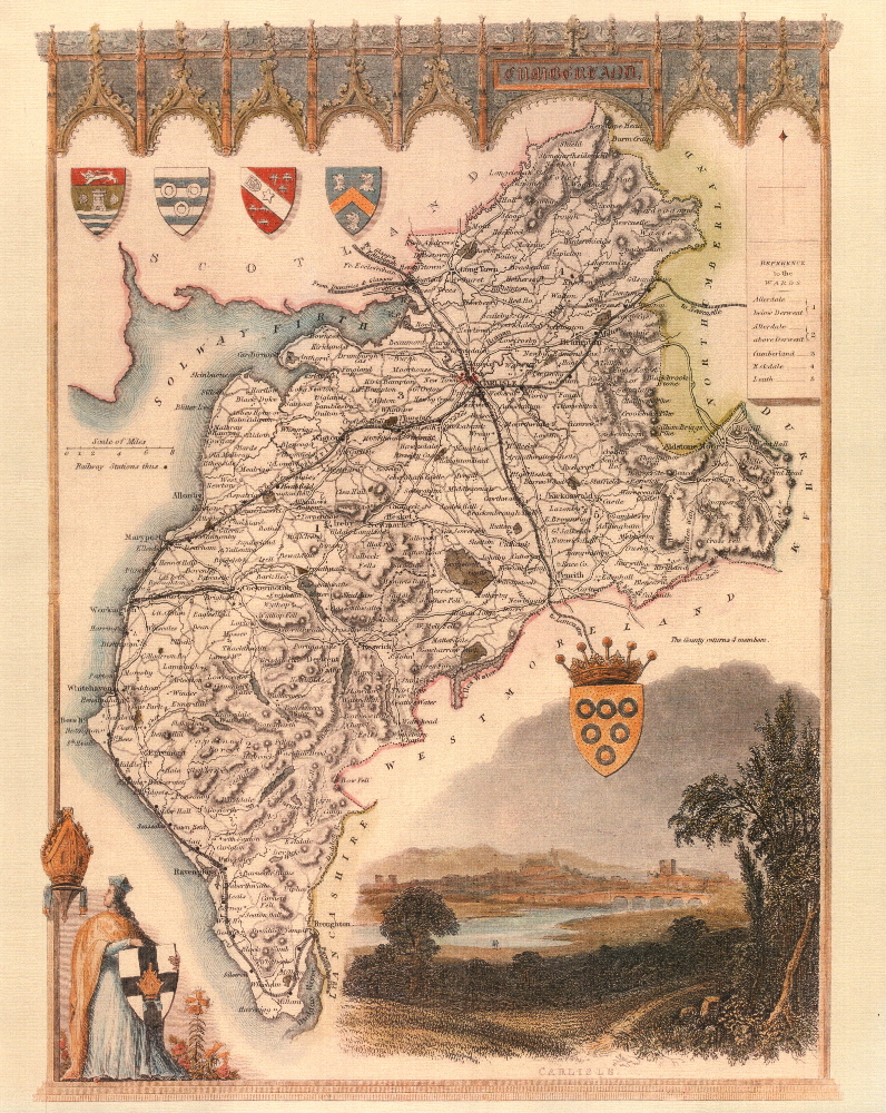 90 Cumberland 19th Century Reproduction Thomas Moule Decorative Antique Maps