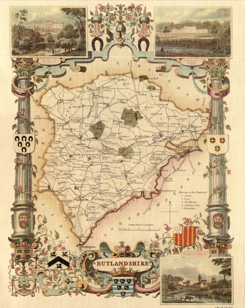 95 Rutlandshire 19th Century Reproduction Thomas Moule Decorative Antique Maps