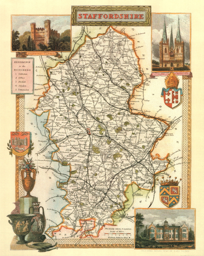 110 Staffordshire 19th Century Reproduction Thomas Moule Decorative Antique Maps