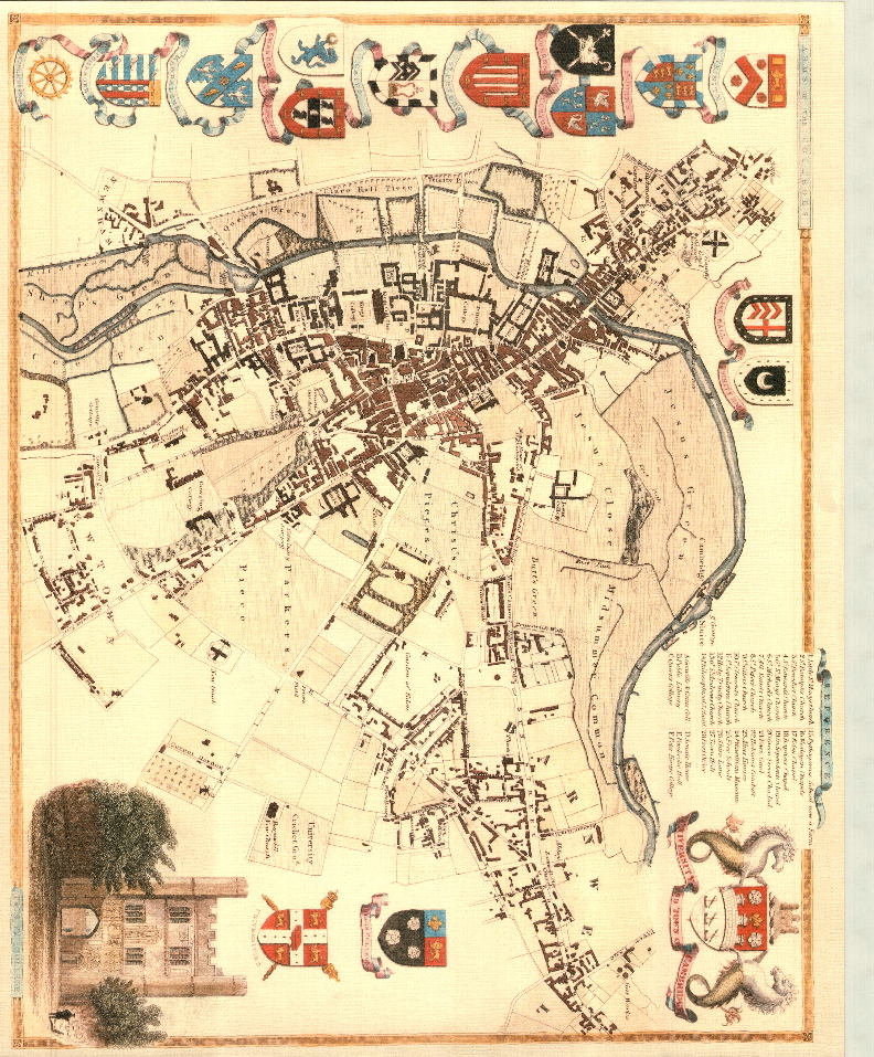 100 Cambridge University Campus and City 19th Century Reproduction Thomas Moule Decorative Antique Maps