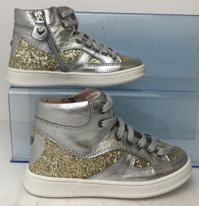 Wholesale Joblot of 3 Twinset Girls Hi-Top Sneakers Silver/Gold Sequin