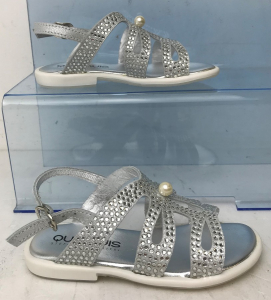 One Off Joblot of 4 Quis Quis Girls Silver Bead/Pearl Leather Sandals