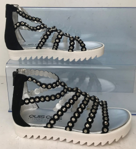 One Off Joblot of 4 Quis Quis Girls Ankle Sandals Black/Silver Stud Sizes 12-2.5