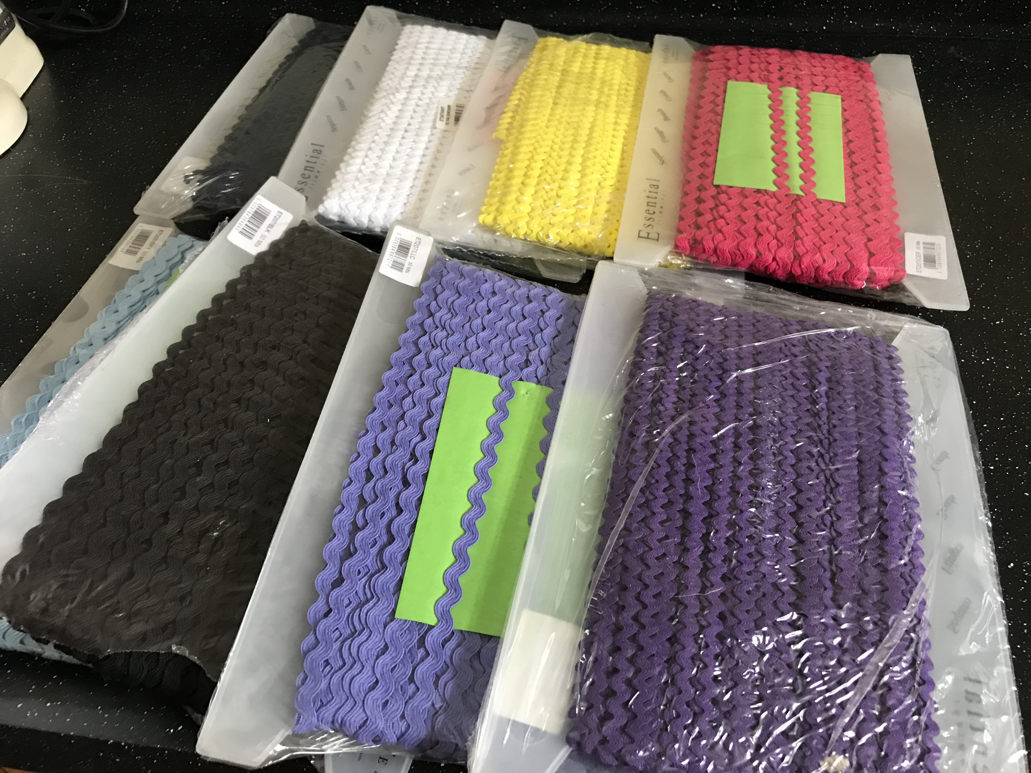 8 sealed packs of Ric Rac Ribbon 8mm width, 50 metres per pack.