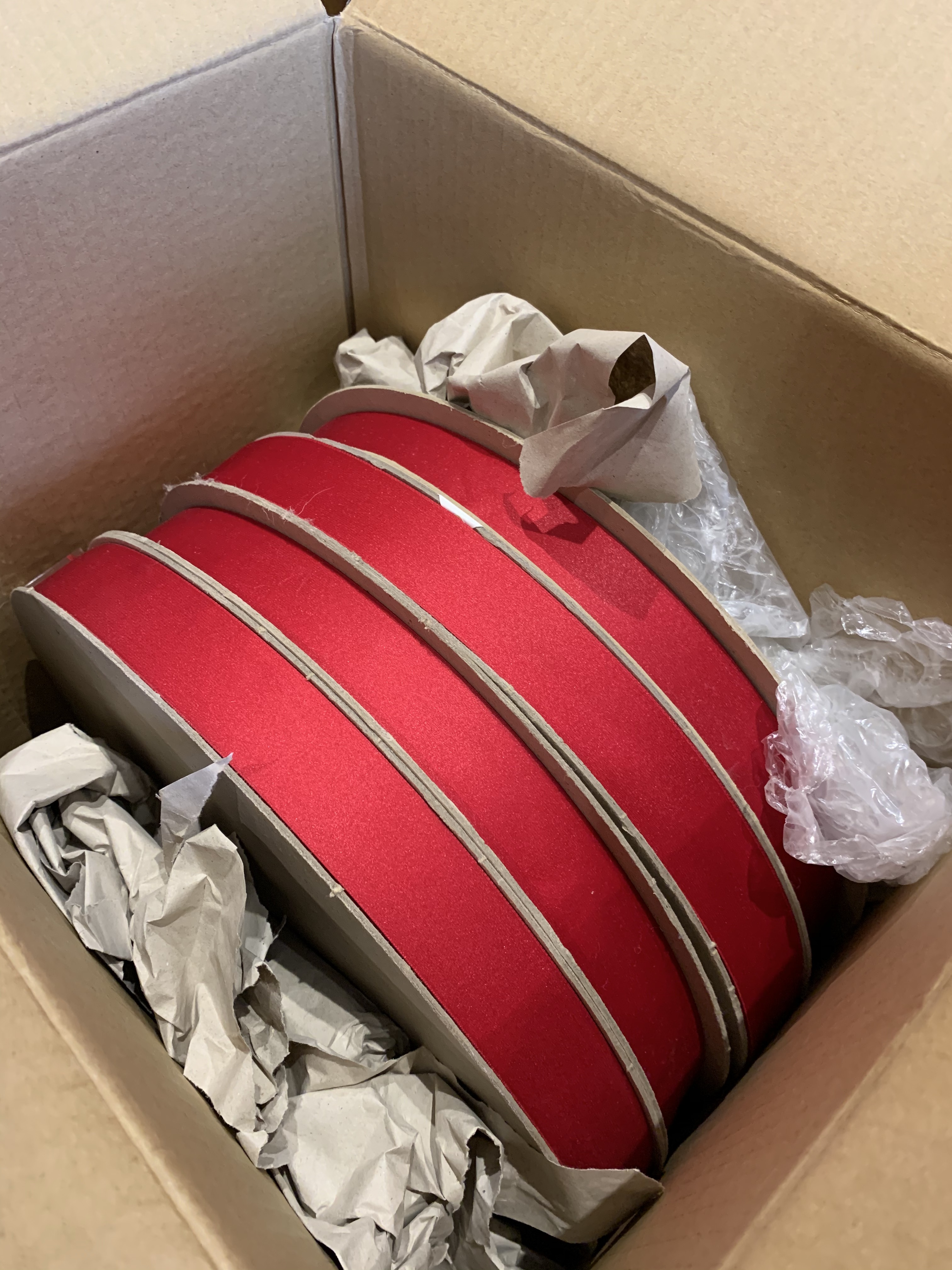 Red Satin Ribbon - 4 X Massive Bulk 310 metre reels,  1½