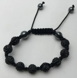 Wholesale Joblot of 20 Womens Black Crystal Fireball Bracelets Adjustable