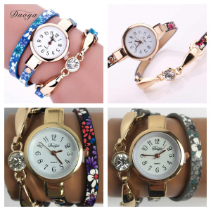 Wholesale Joblot of 10 Womens Triple Wrap Floral Strap Watches In 3 Colours