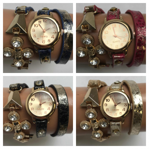 Wholesale Joblot of 10 Womens Distressed Foil Cross Triple Wrap Watches