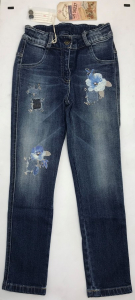 One Off Joblot of 5 Lapin House Girls Distressed Flower Jeans Sizes 4-12