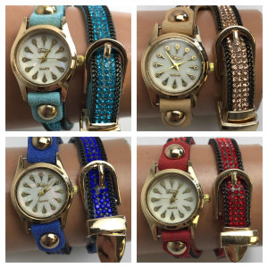 Wholesale Joblot of 10 Womens Duoga Double Wrap Bejeweled And Chain Watches