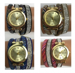 Wholesale Joblot Of 10 Womens Double Strand Double Wrap Watches Four Colours