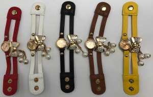 Wholesale Joblot of 10 Double Strap Bow And Pearl Watches Mixed Colours