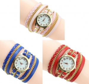 Wholesale Joblot of 10 Ladies Multi-Layer Wrap Watch with Chain Link
