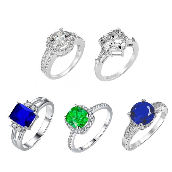 40pcs High Quality Cubic Zirconia Ring Lover Collection. 5 Styles, 4 Sizes (K,M,P,R) , 2pc each size/GCJringcom