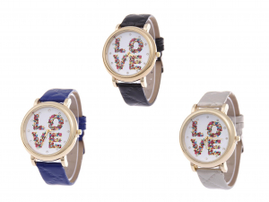 Wholesale Joblot Of 9 Ladies Flower Love Watches In Black, White, Red And Blue