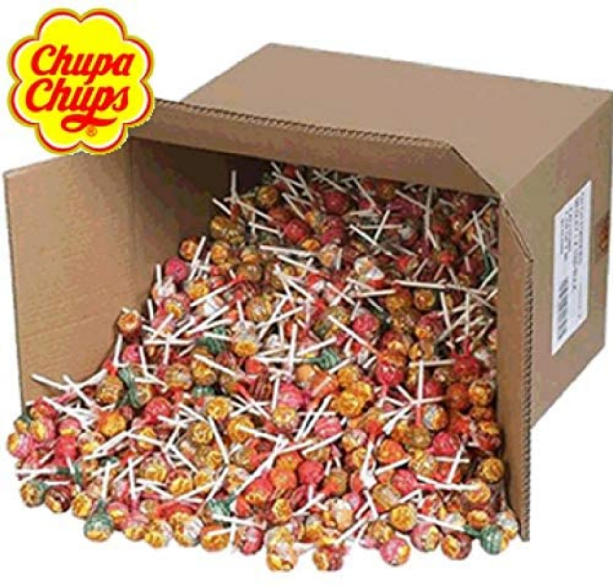 14kg Wholesale Box Of Approx 1200 x Chupa Chup Branded Lollies. Rrp 25p each, £300 retail stock.