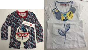 One Off Joblot of 8 Boboli Girls T-Shirts in 2 Styles - Flower & Cat