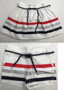 One Off Joblot of 6 Boboli Girls White Shorts/Skirts with Stripes & Sequins