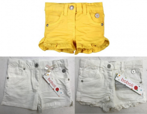 One Off Joblot of 7 Boboli Girls Shorts in 3 Styles - White & Yellow