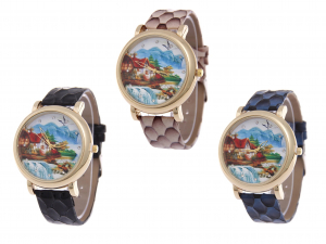 Wholesale Joblot Of 10 County Scene Imitation Crocodile Watches In 3 Colours