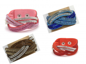 Wholesale Joblot Of 10 Womens Snake Wrap Diamante Cuff Bracelets In 4 Colours