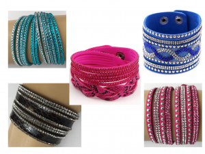 Wholesale Joblot Of 20 Womens Diamante Wrap Cuff Bracelets In Mixed Designs