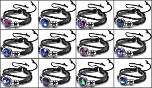 Wholesale Joblot Of 20 Faux Leather Zodiac Star Sign Bracelets