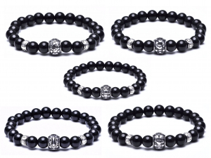 One Off Joblot Of 25 Zodiac Black Beaded Bracelets 5 Star Signs Included