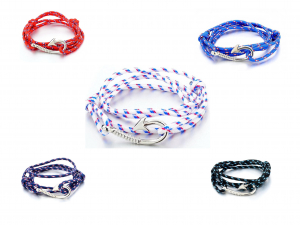 Wholesale Joblot Of 10 Mens Tail Hook Bracelets In Mixed Colours