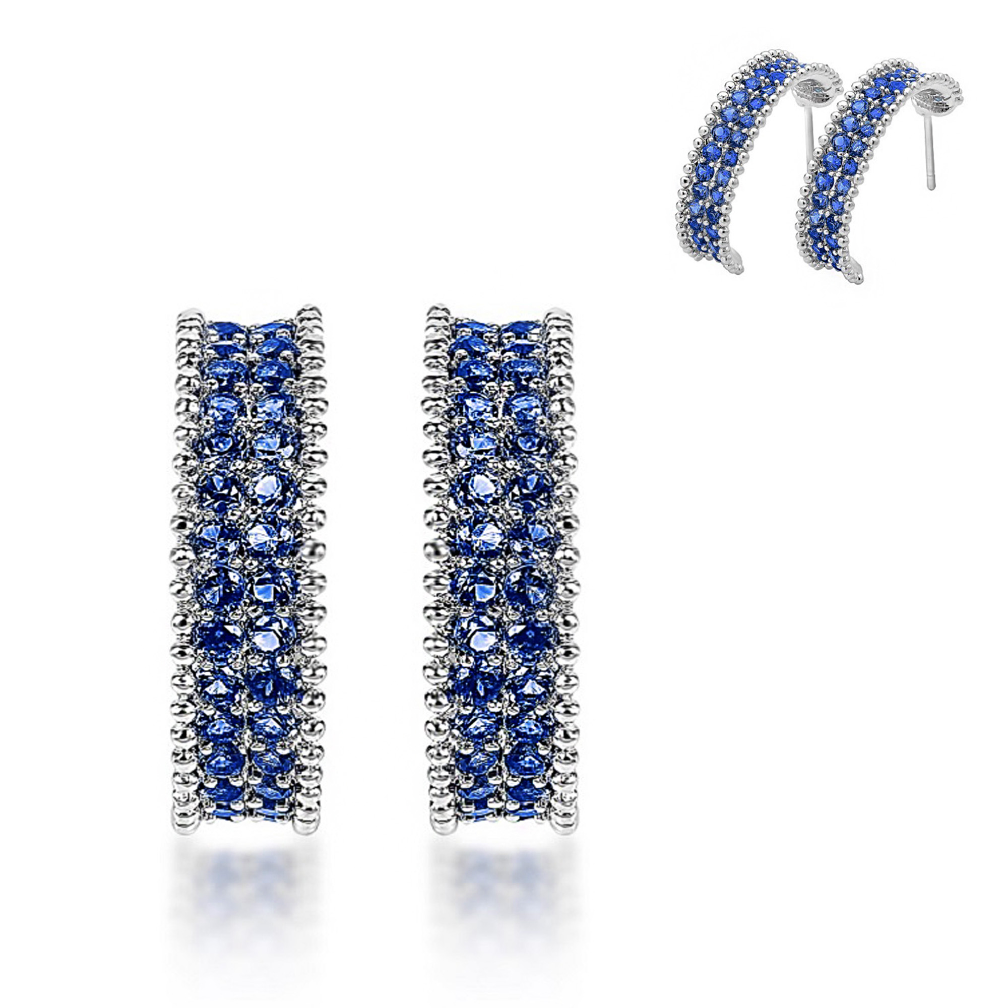 10 x HIGH-QUALITY Stunning Blue AAA Cubic Zirconia Stud Earrings ​Plus 10pc free pouches l UK SELLER l GCJ017