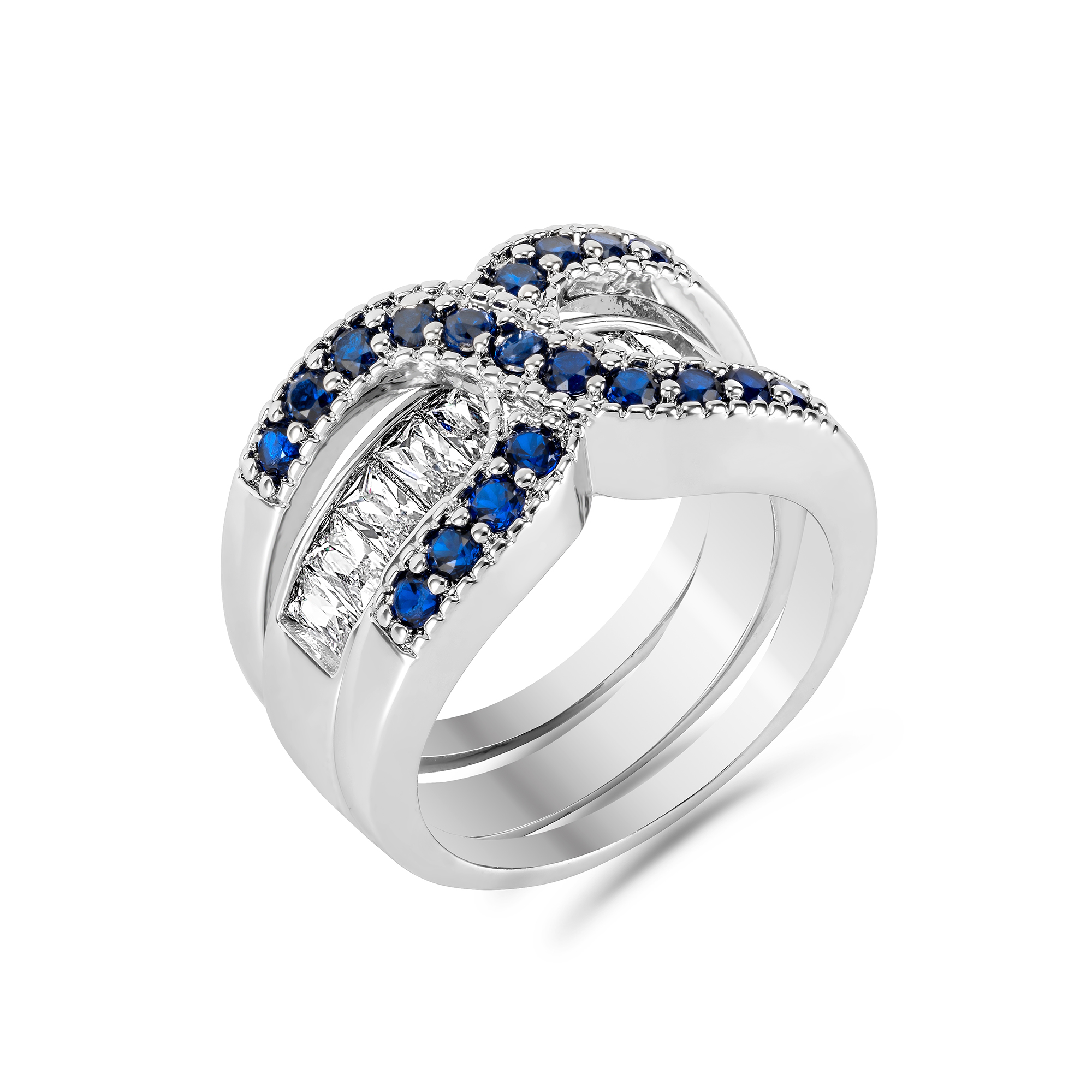 40pc Double Ring Set Blue Cubic Zirconia Infinity Ring Set 3 Sizes plus 40 free organza bag l UK SELLER l GCJ038
