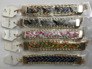Wholesale Joblot Of 10 Ladies Plaited Fabric & Chain Link Bracelets