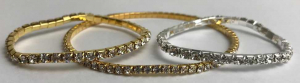 Wholesale Joblot Of 10 Ladies Diamante Bracelets Gold & Silver 2 Sizes
