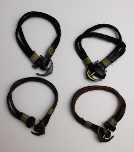 Wholesale Joblot Of 10 Mens Leather Anchor Bracelets In Black & Brown