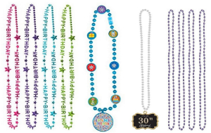 One Off Joblot of 72 Amscan Bead Necklaces in 4 Designs, Some Multi-Packs
